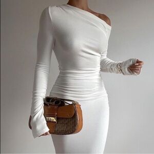 Viral SNDYS White Off Shoulder Maxi Dress